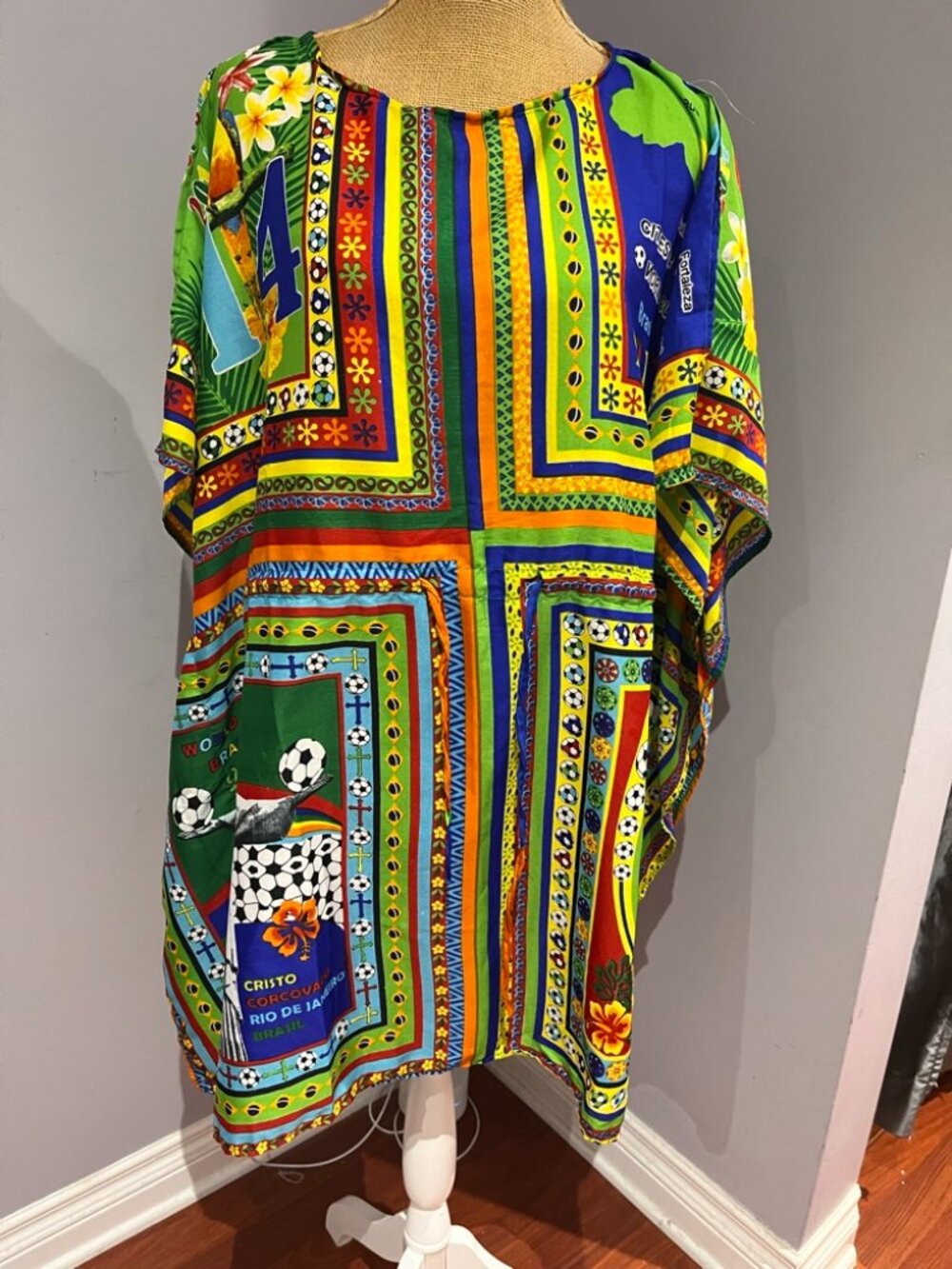 FIFA World Cup Brasil 2014 Beach Poncho Caftan Tunic Cover Up One Size Brazil